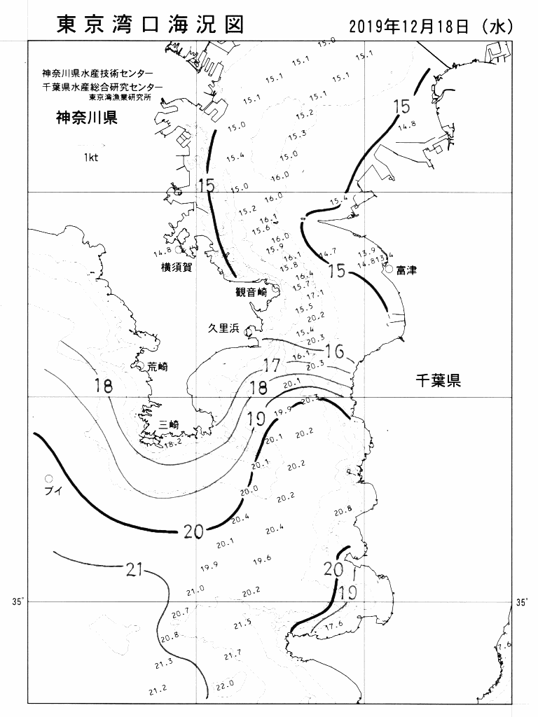 海況図, 東京湾口海況図 検索結果, (水温分布 等を図示)