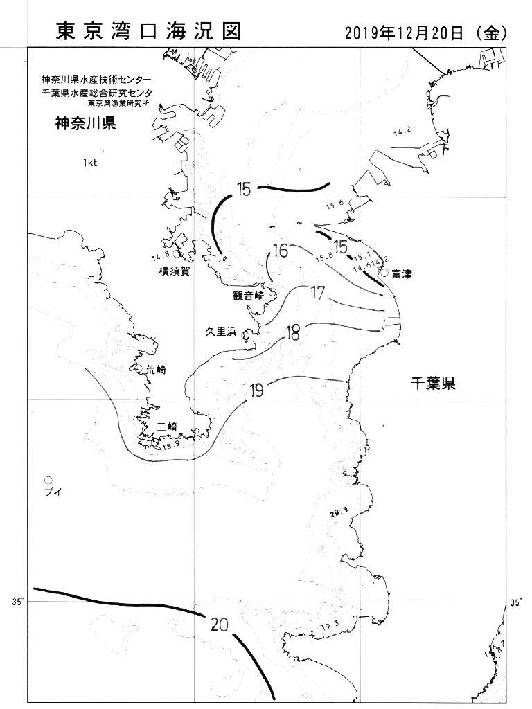 海況図, 東京湾口海況図 検索結果, (水温分布 等を図示)