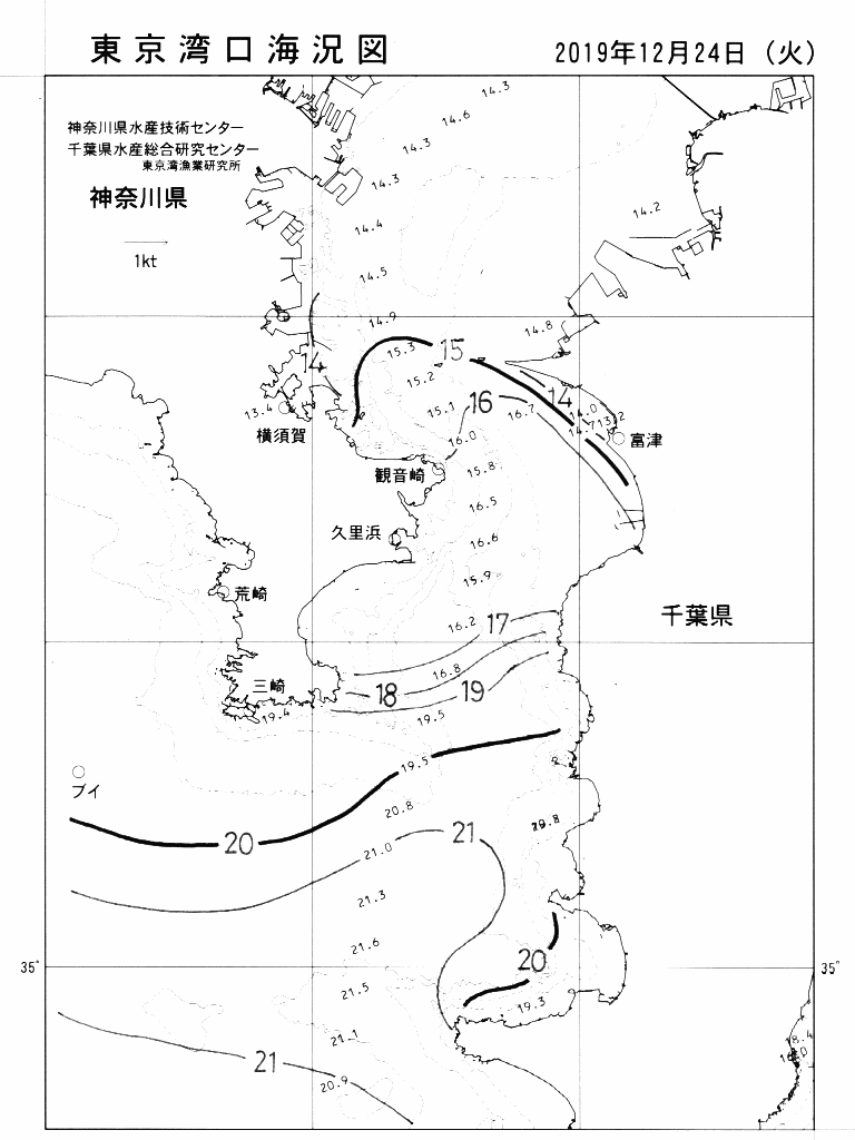 海況図, 東京湾口海況図 検索結果, (水温分布 等を図示)
