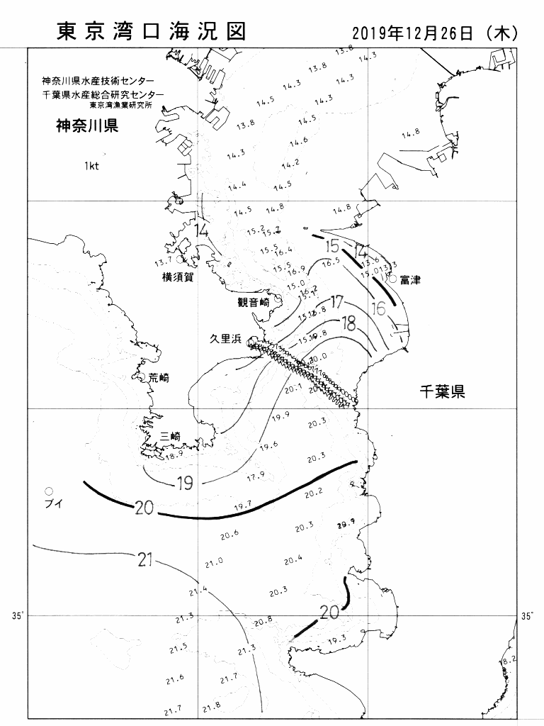 海況図, 東京湾口海況図 検索結果, (水温分布 等を図示)
