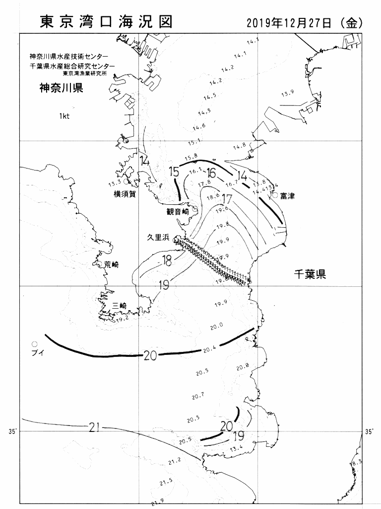 海況図, 東京湾口海況図 検索結果, (水温分布 等を図示)