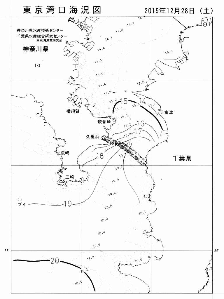 海況図, 東京湾口海況図 検索結果, (水温分布 等を図示)