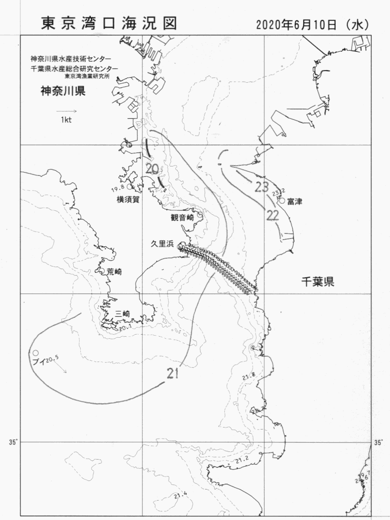 海況図, 東京湾口海況図 検索結果, (水温分布 等を図示)