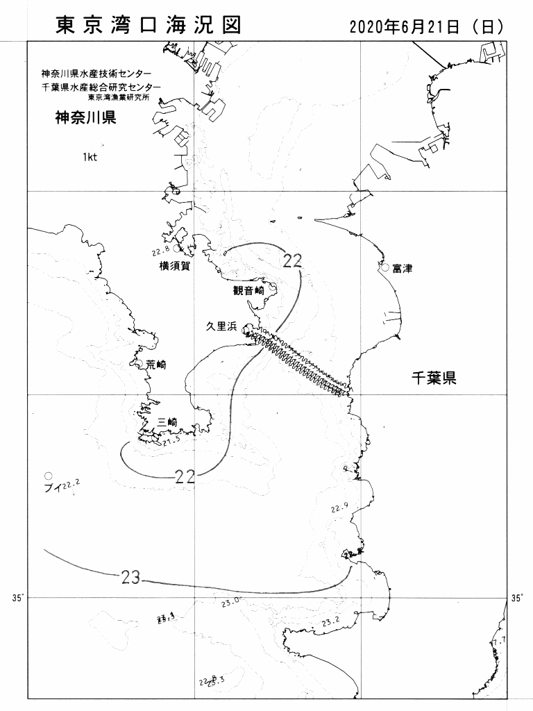 海況図, 東京湾口海況図 検索結果, (水温分布 等を図示)