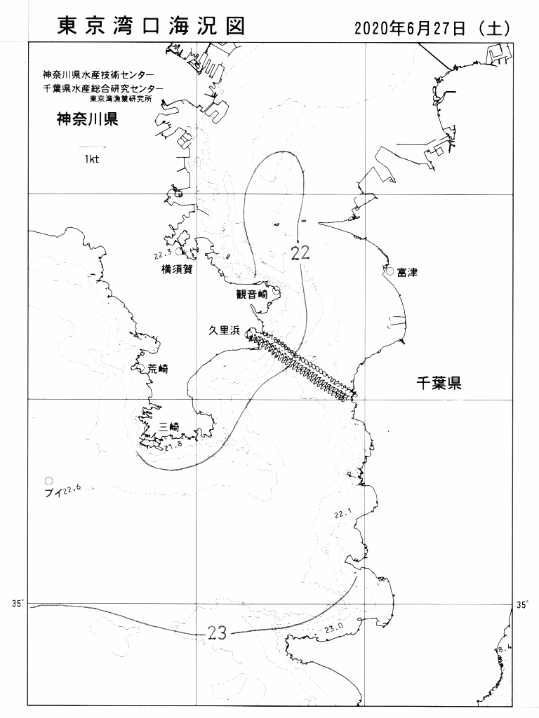 海況図, 東京湾口海況図 検索結果, (水温分布 等を図示)