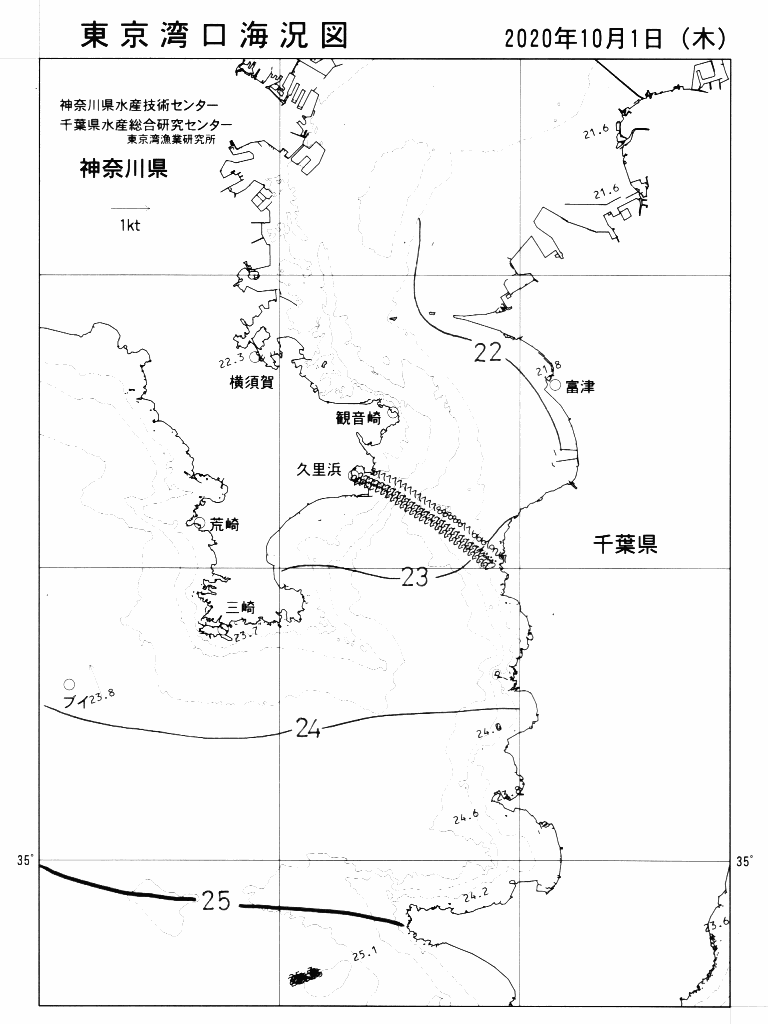 海況図, 東京湾口海況図 検索結果, (水温分布 等を図示)