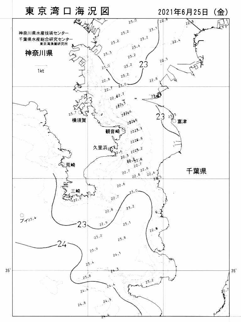 海況図, 東京湾口海況図 検索結果, (水温分布 等を図示)