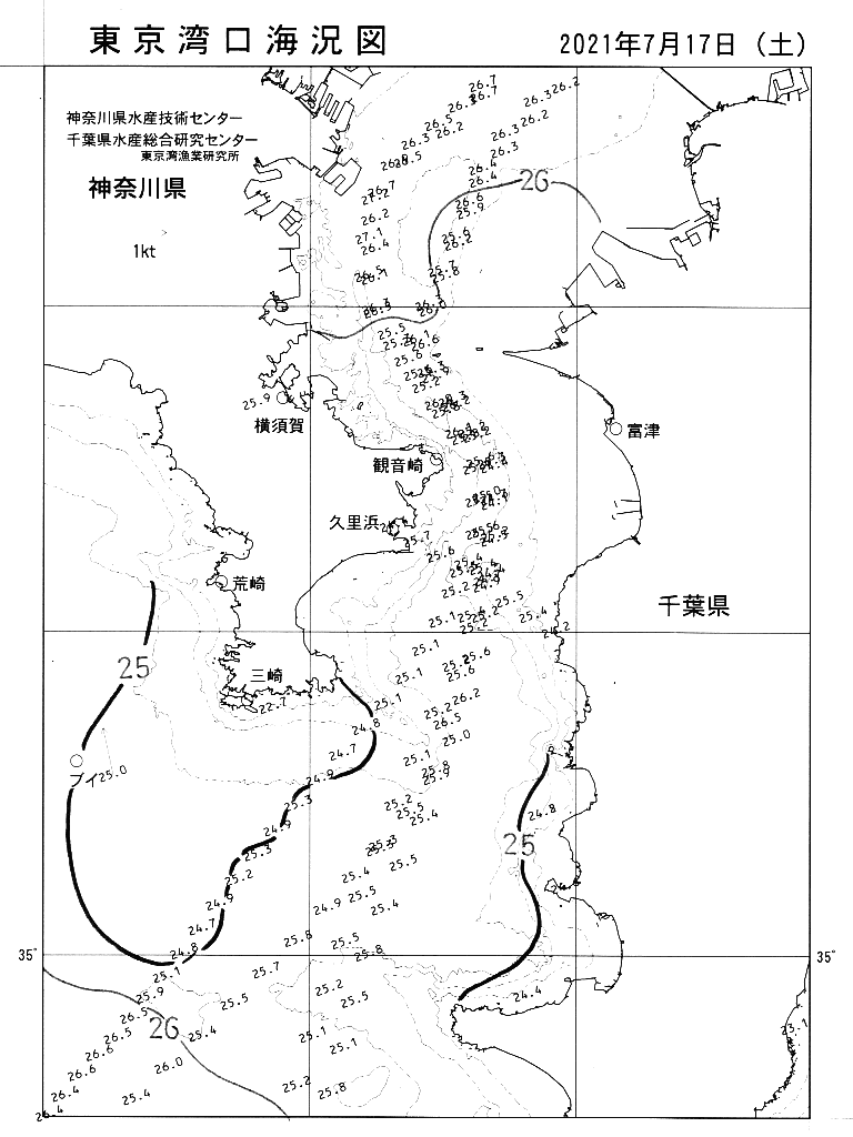 海況図, 東京湾口海況図 検索結果, (水温分布 等を図示)