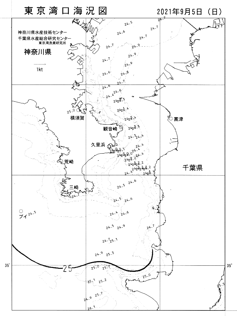 海況図, 東京湾口海況図 検索結果, (水温分布 等を図示)