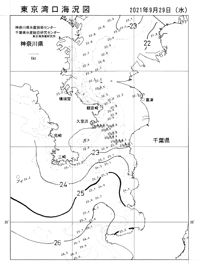海況図, 東京湾口海況図 検索結果, (水温分布 等を図示)