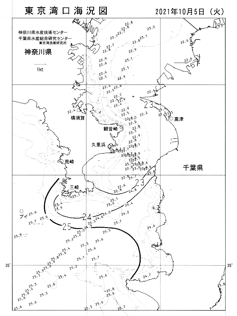 海況図, 東京湾口海況図 検索結果, (水温分布 等を図示)