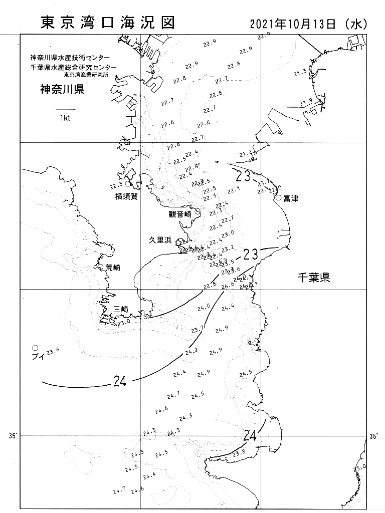 海況図, 東京湾口海況図 検索結果, (水温分布 等を図示)