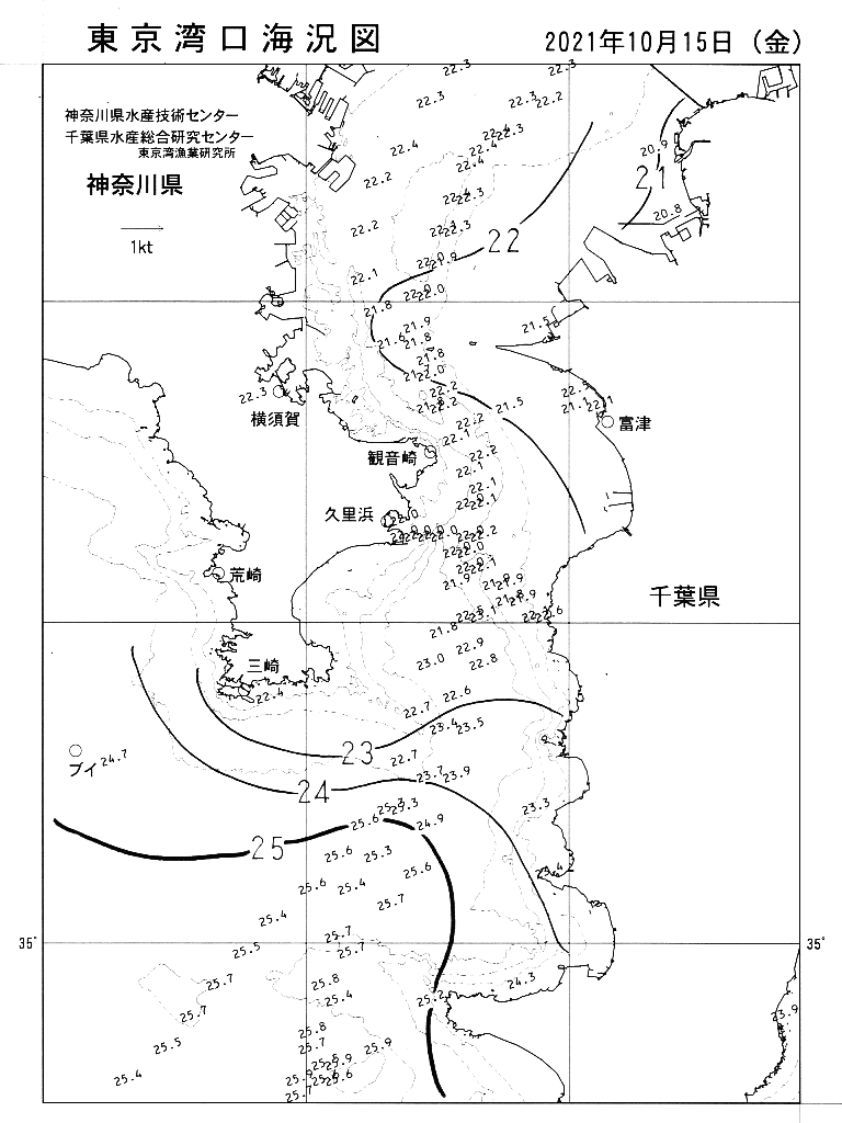 海況図, 東京湾口海況図 検索結果, (水温分布 等を図示)