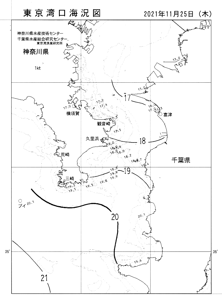 海況図, 東京湾口海況図 検索結果, (水温分布 等を図示)