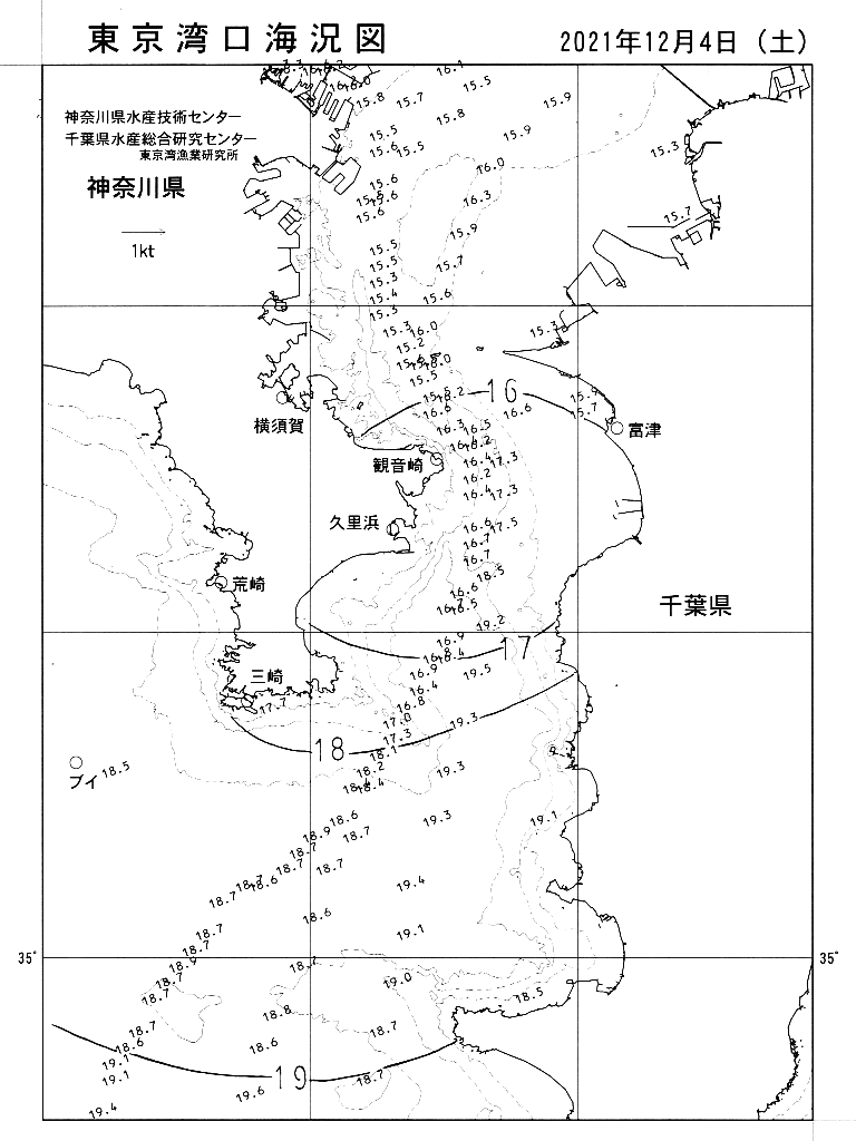 海況図, 東京湾口海況図 検索結果, (水温分布 等を図示)