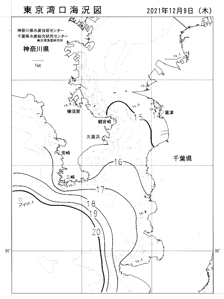 海況図, 東京湾口海況図 検索結果, (水温分布 等を図示)
