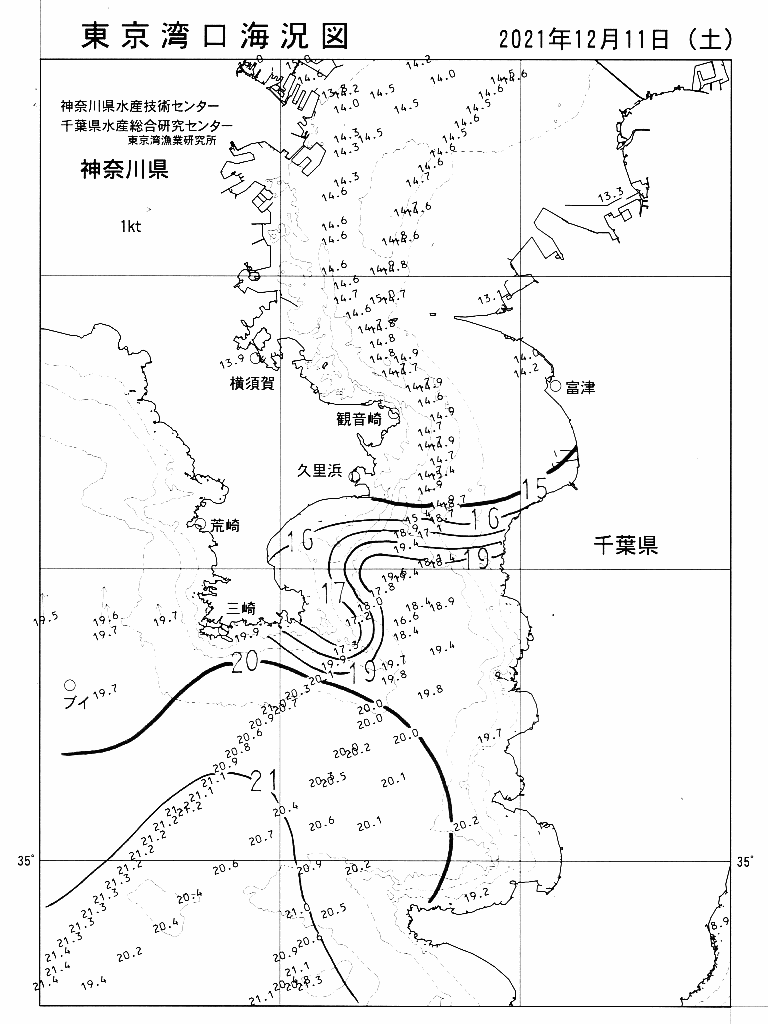海況図, 東京湾口海況図 検索結果, (水温分布 等を図示)
