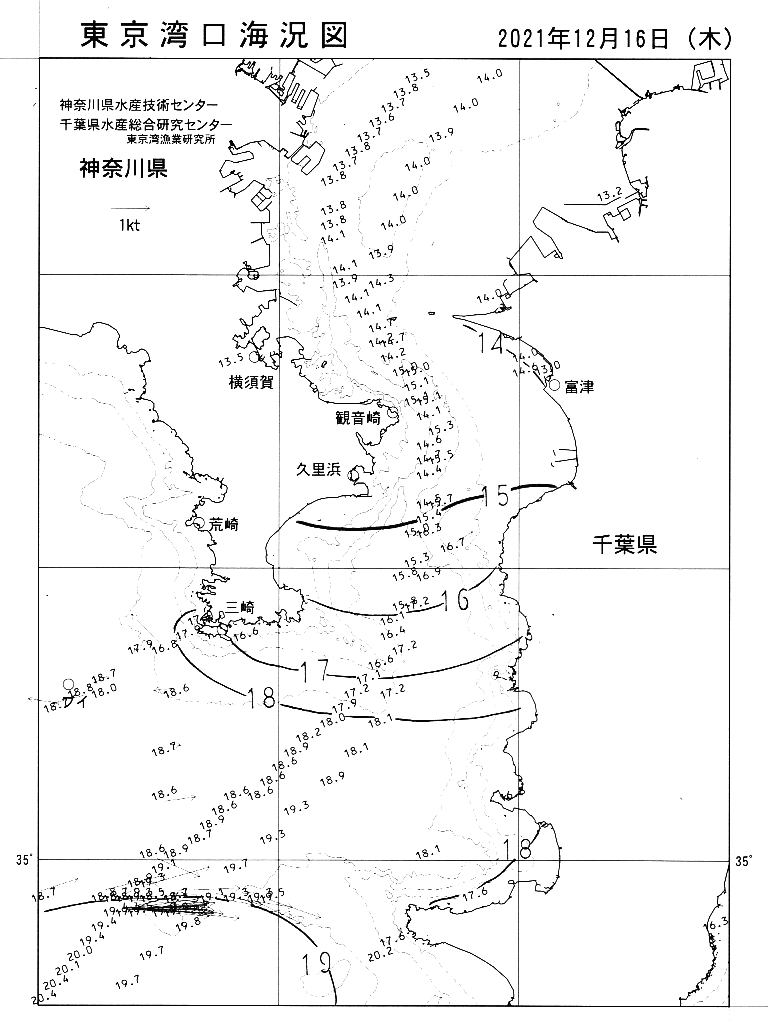 海況図, 東京湾口海況図 検索結果, (水温分布 等を図示)