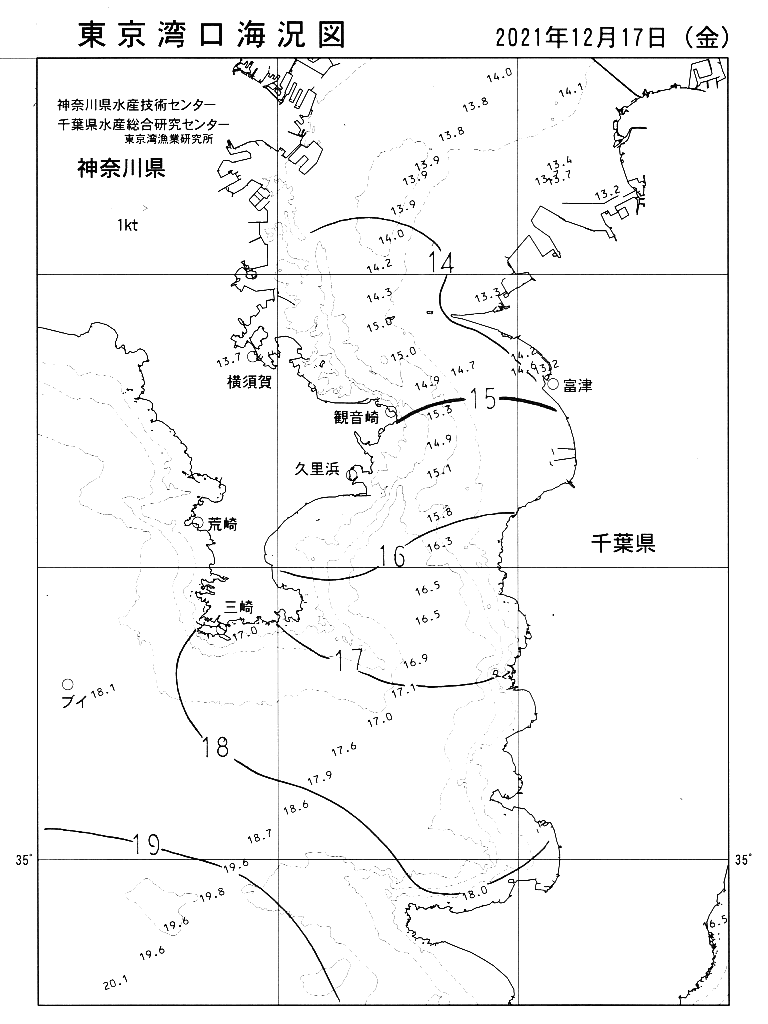 海況図, 東京湾口海況図 検索結果, (水温分布 等を図示)