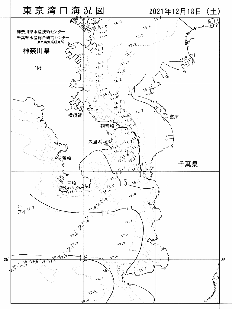 海況図, 東京湾口海況図 検索結果, (水温分布 等を図示)