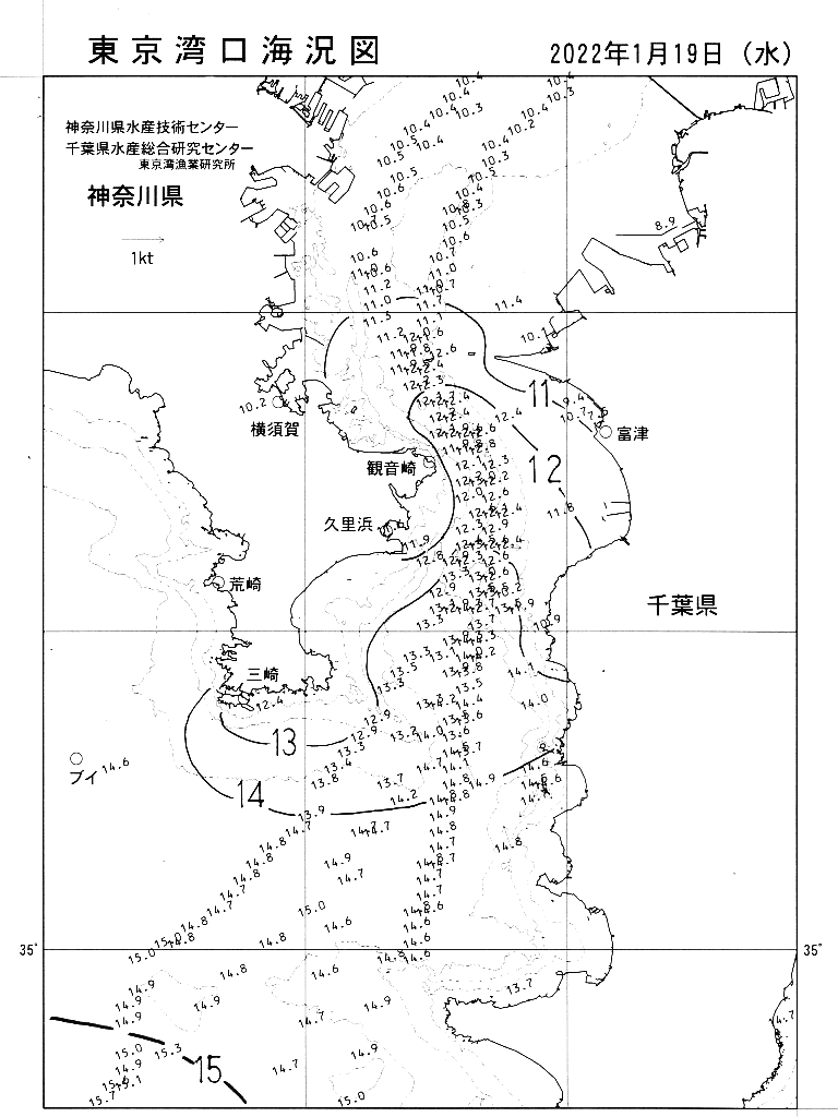 海況図, 東京湾口海況図 検索結果, (水温分布 等を図示)