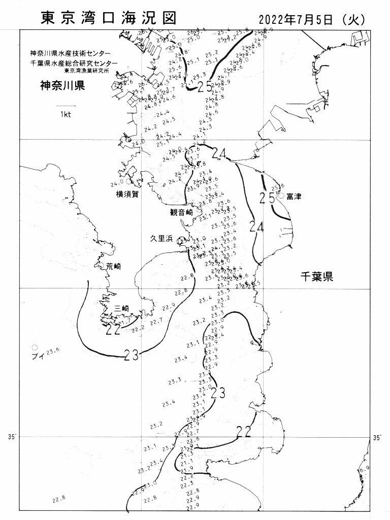 海況図, 東京湾口海況図 検索結果, (水温分布 等を図示)