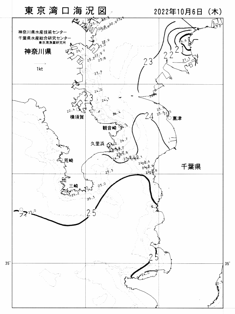 海況図, 東京湾口海況図 検索結果, (水温分布 等を図示)