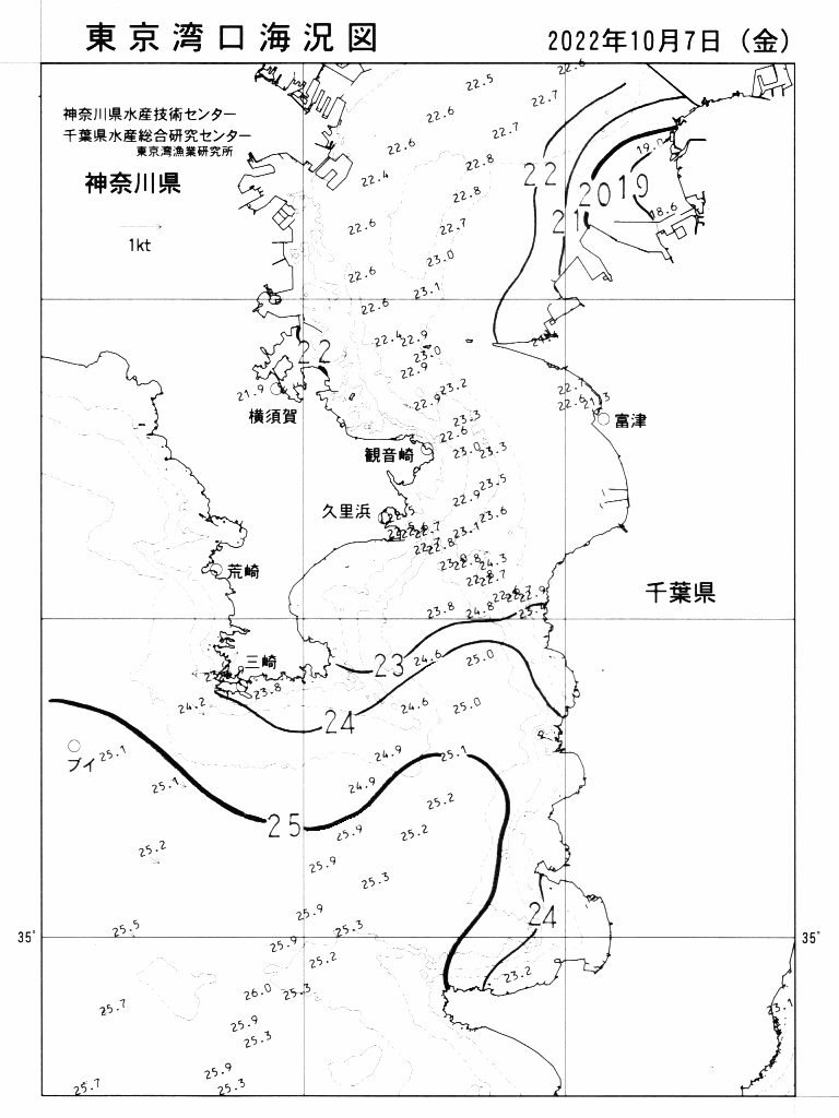 海況図, 東京湾口海況図 検索結果, (水温分布 等を図示)