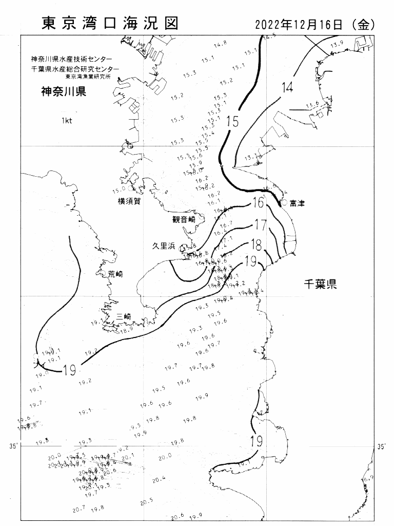 海況図, 東京湾口海況図 検索結果, (水温分布 等を図示)