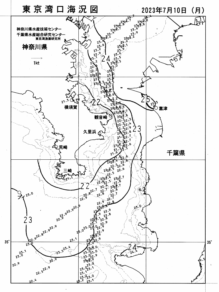 海況図, 東京湾口海況図 検索結果, (水温分布 等を図示)