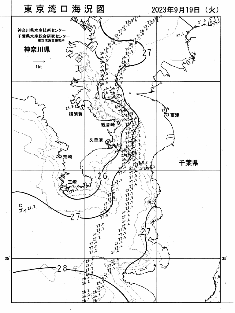 海況図, 東京湾口海況図 検索結果, (水温分布 等を図示)