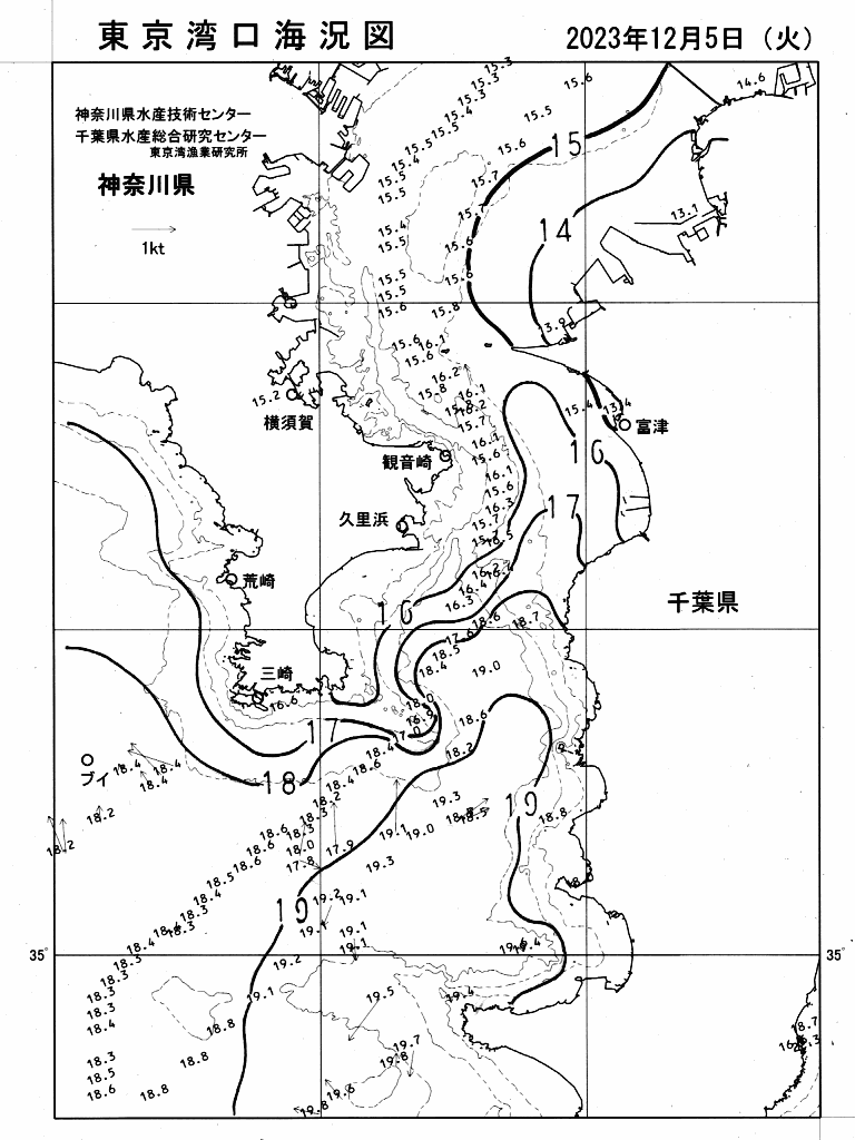 海況図, 東京湾口海況図 検索結果, (水温分布 等を図示)