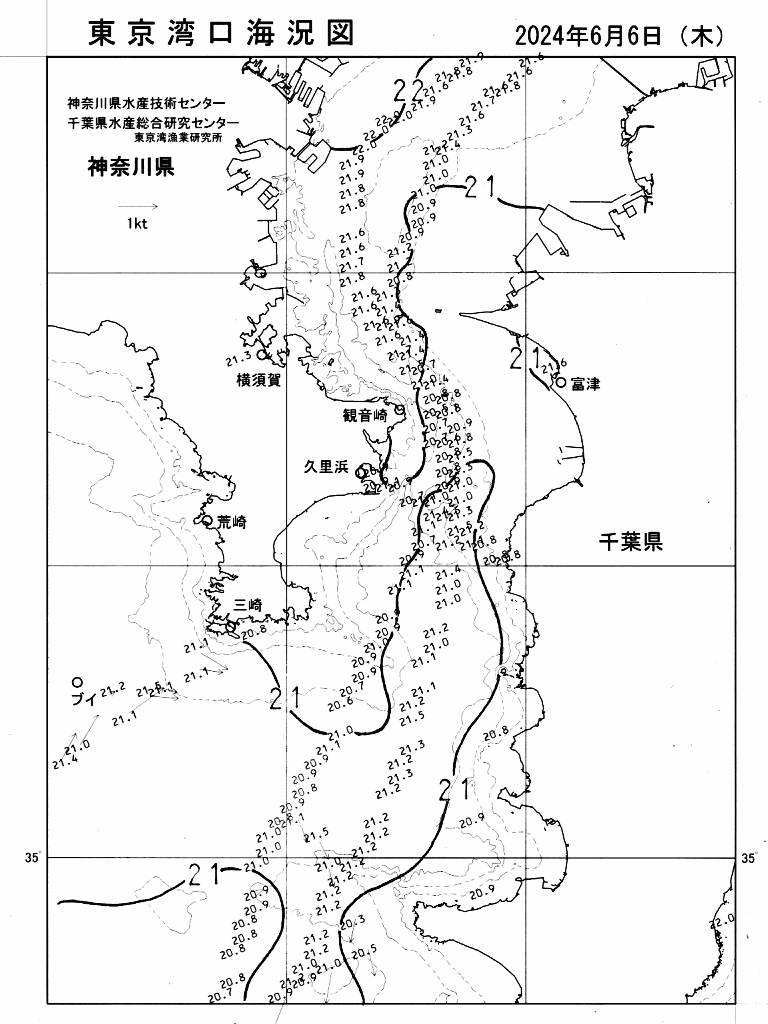 海況図, 東京湾口海況図 検索結果, (水温分布 等を図示)