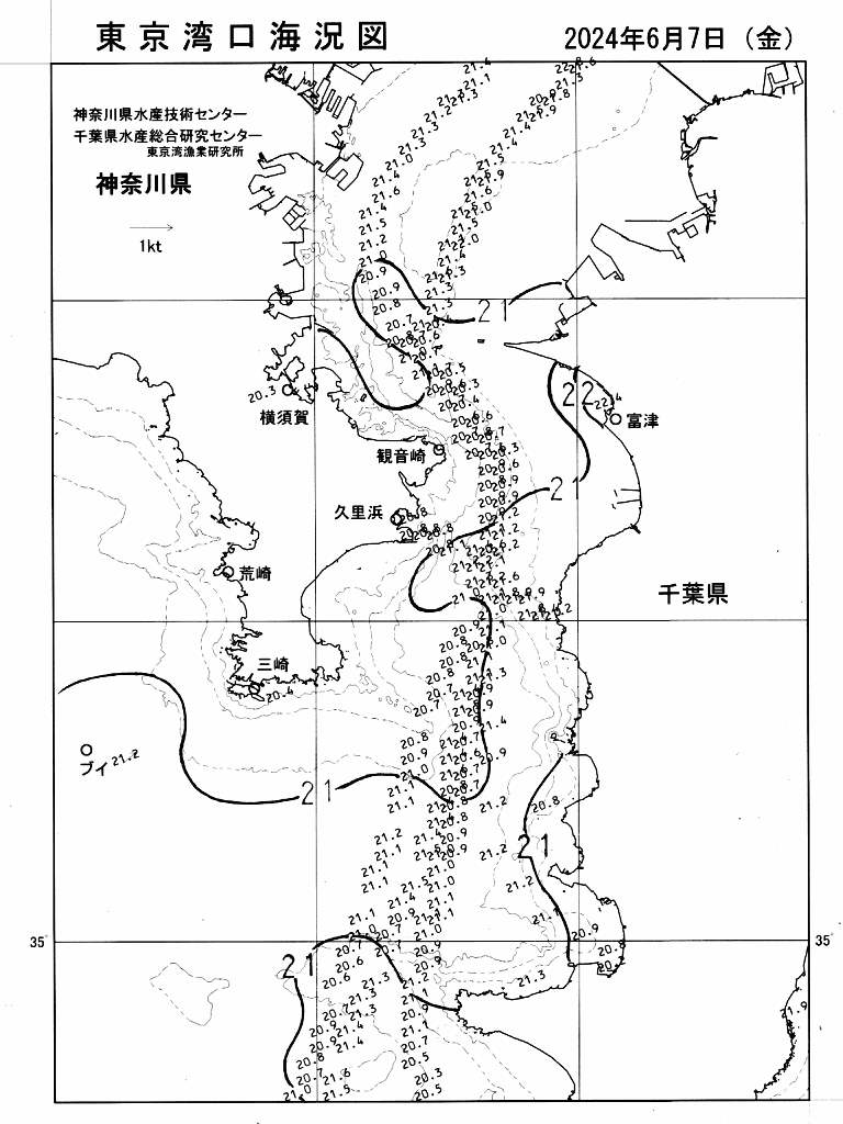 海況図, 東京湾口海況図 検索結果, (水温分布 等を図示)