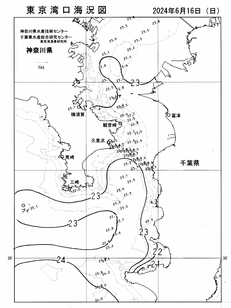 海況図, 東京湾口海況図 検索結果, (水温分布 等を図示)