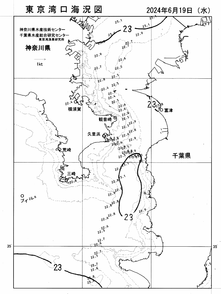 海況図, 東京湾口海況図 検索結果, (水温分布 等を図示)