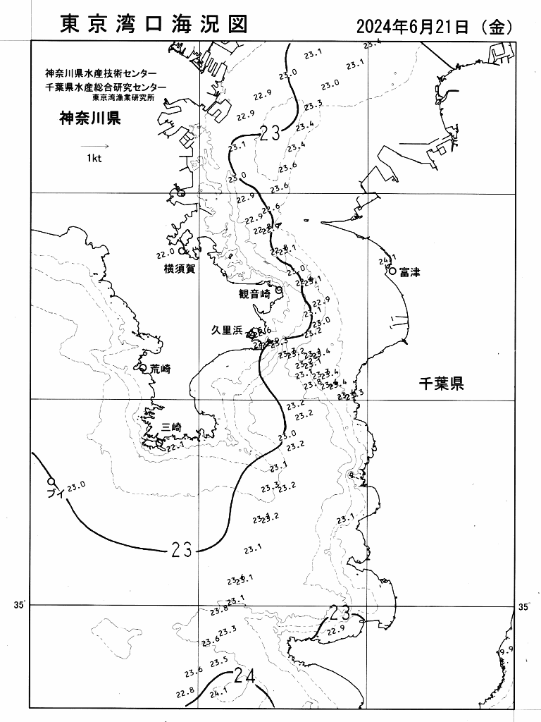 海況図, 東京湾口海況図 検索結果, (水温分布 等を図示)