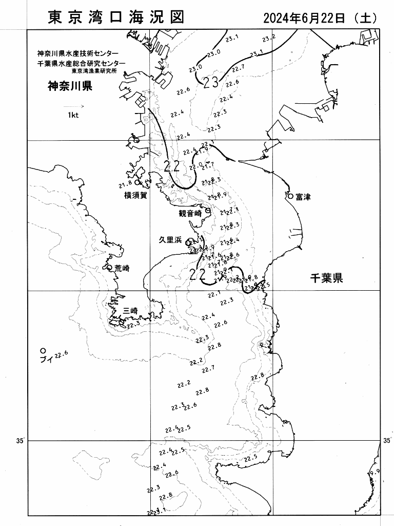 海況図, 東京湾口海況図 検索結果, (水温分布 等を図示)