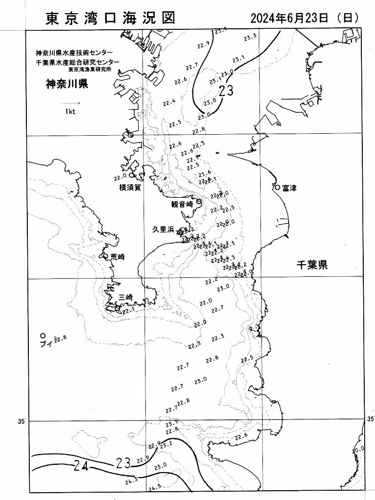 海況図, 東京湾口海況図 検索結果, (水温分布 等を図示)
