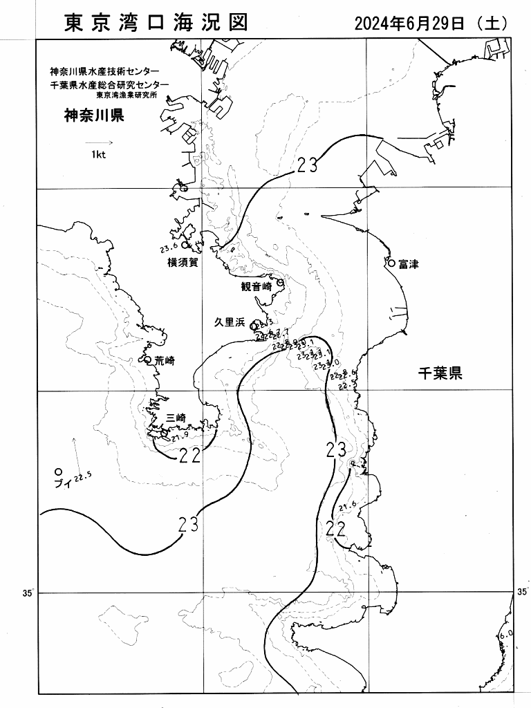海況図, 東京湾口海況図 検索結果, (水温分布 等を図示)