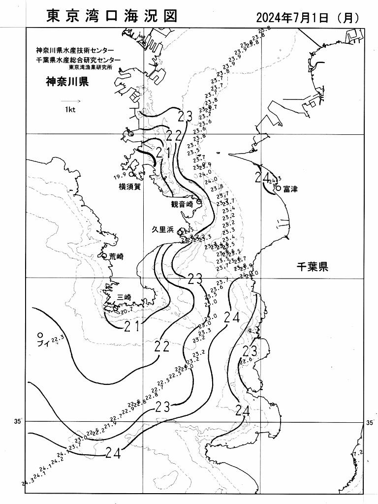 海況図, 東京湾口海況図 検索結果, (水温分布 等を図示)