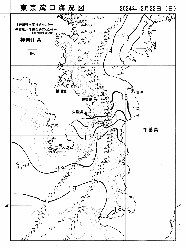 海況図, 東京湾口海況図 検索結果, (水温分布 等を図示)