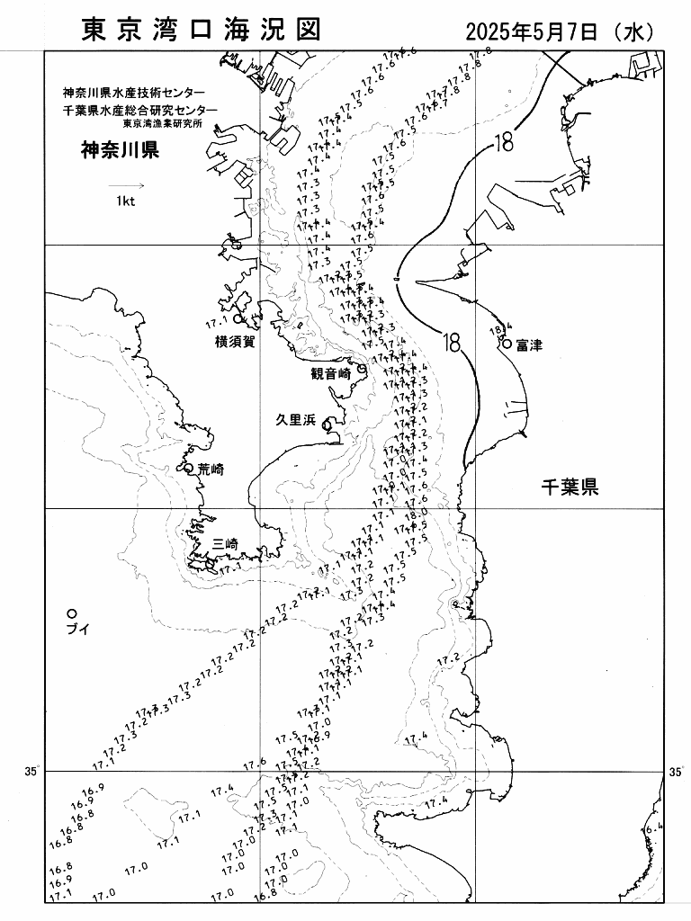 海況図, 東京湾口海況図 検索結果, (水温分布 等を図示)