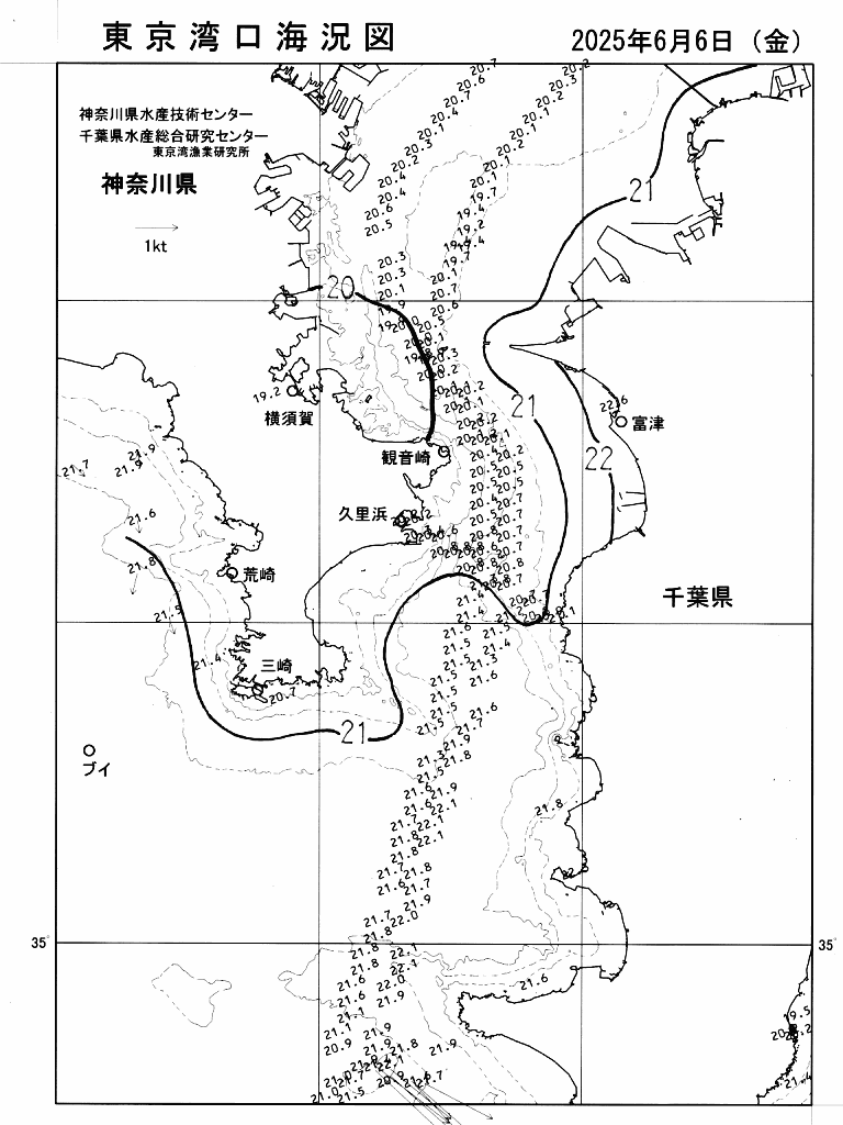 海況図, 東京湾口海況図 検索結果, (水温分布 等を図示)