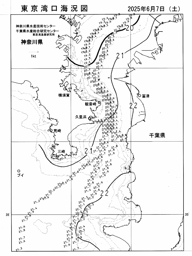 海況図, 東京湾口海況図 検索結果, (水温分布 等を図示)