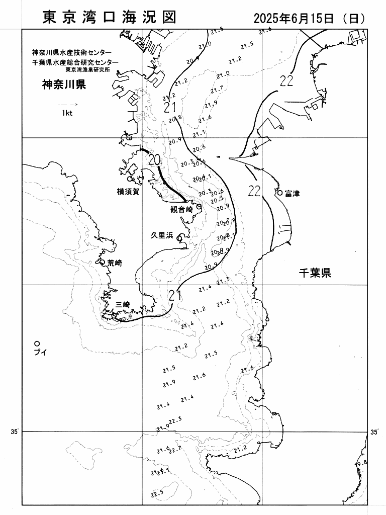 海況図, 東京湾口海況図 検索結果, (水温分布 等を図示)