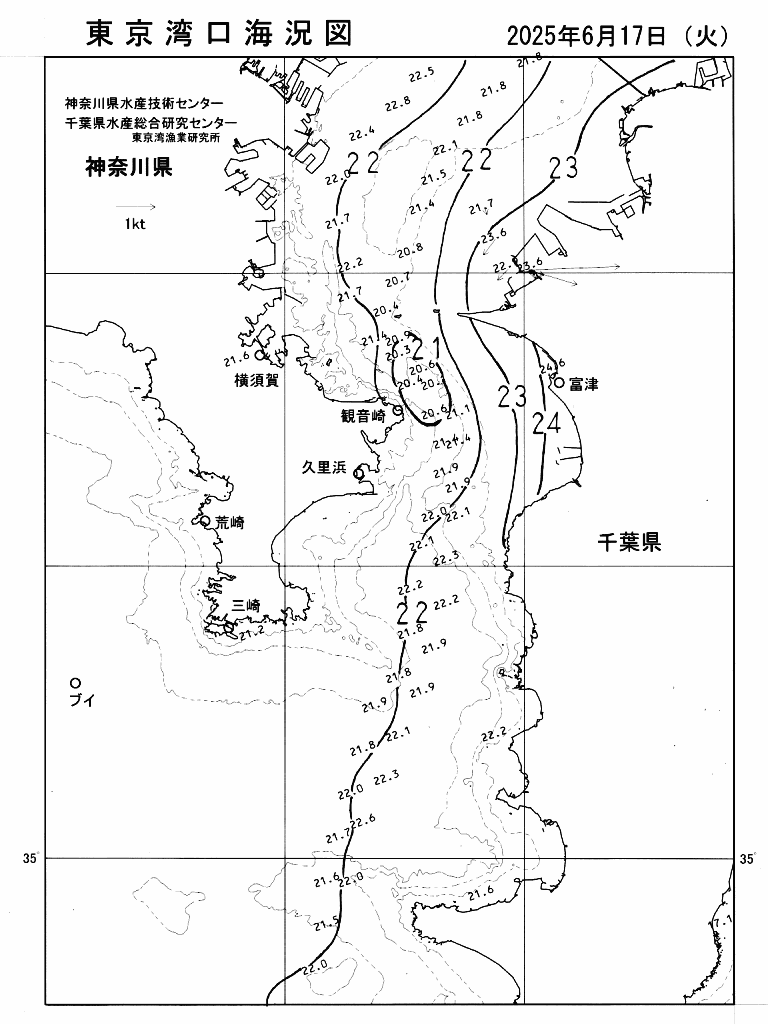 海況図, 東京湾口海況図 検索結果, (水温分布 等を図示)