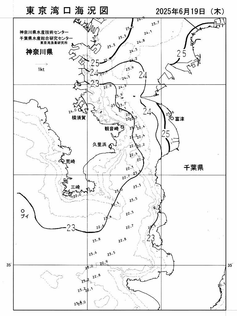 海況図, 東京湾口海況図 検索結果, (水温分布 等を図示)