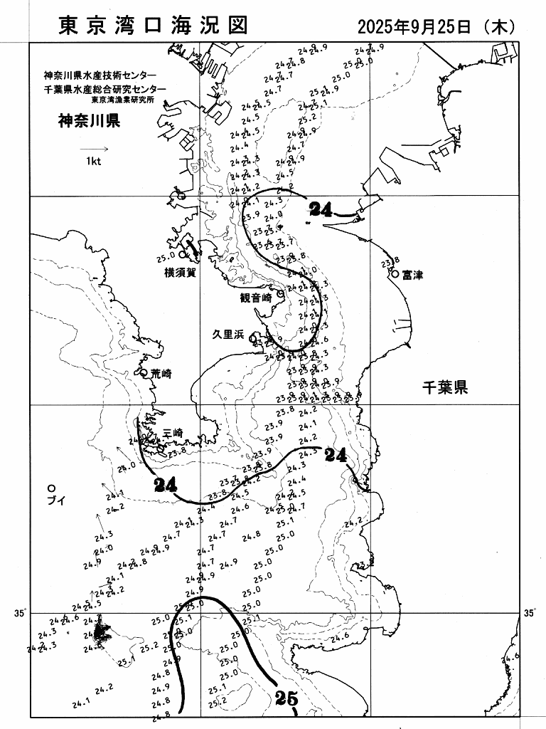 海況図, 東京湾口海況図 検索結果, (水温分布 等を図示)