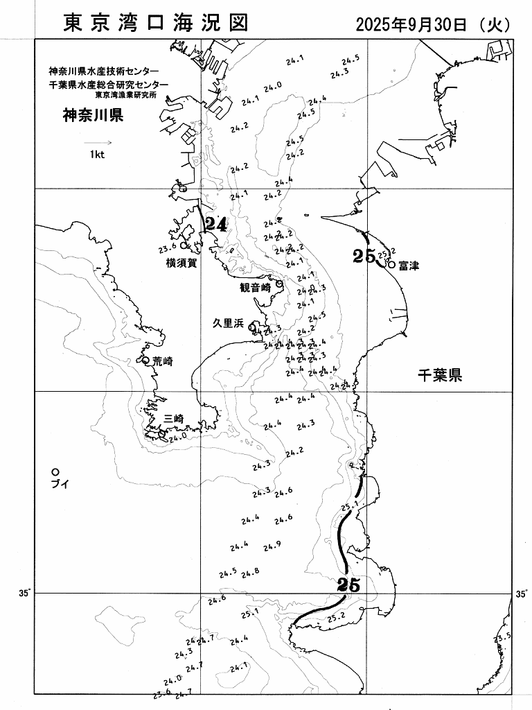海況図, 東京湾口海況図 検索結果, (水温分布 等を図示)